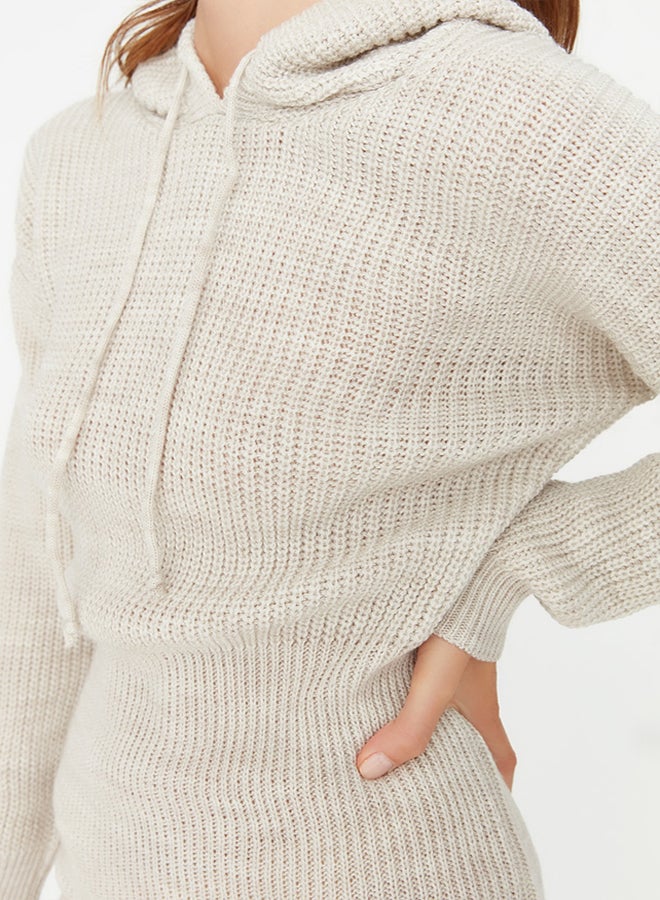 trendyol Stone Mini Knitwear Hooded Dress TWOAW23EL00075  - Image 4