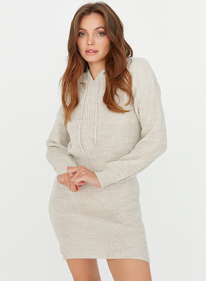 trendyol Stone Mini Knitwear Hooded Dress TWOAW23EL00075  - Image 3