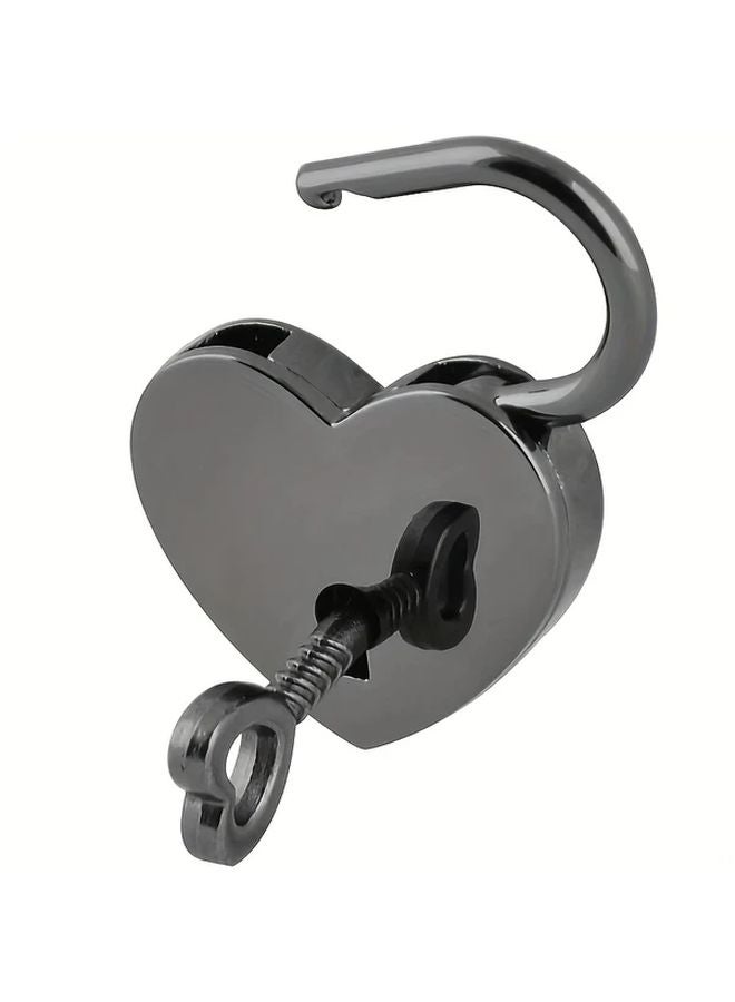 Antique Bronze Heart Shaped Mini Padlock With Key For Jewelry Box - Image 2