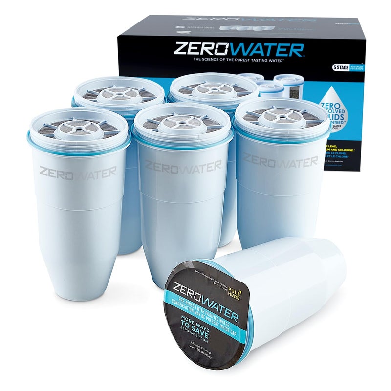 ZeroWater Official Replacement Filter - 5-Stage 0 TDS Filter Replacement - System IAPMO Certified to Reduce Lead, Chromium, and PFOA/PFOS, 6-Pack - Image 1