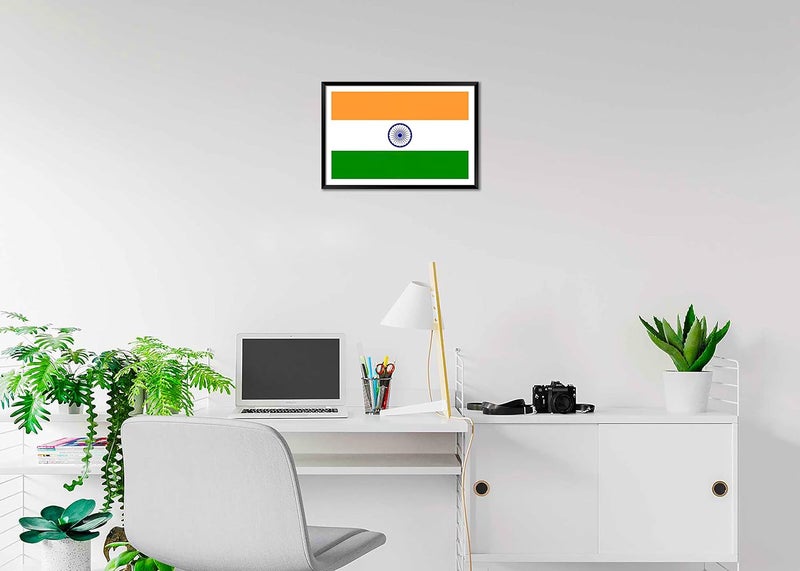 DBrush Indian National Flag Wooden Framed Painting Laminated Coated Textured Wall Art Indian Flag For Home Office 14x20 Inch Decor Gift Item Synthetic wood Indian Flag - Image 3