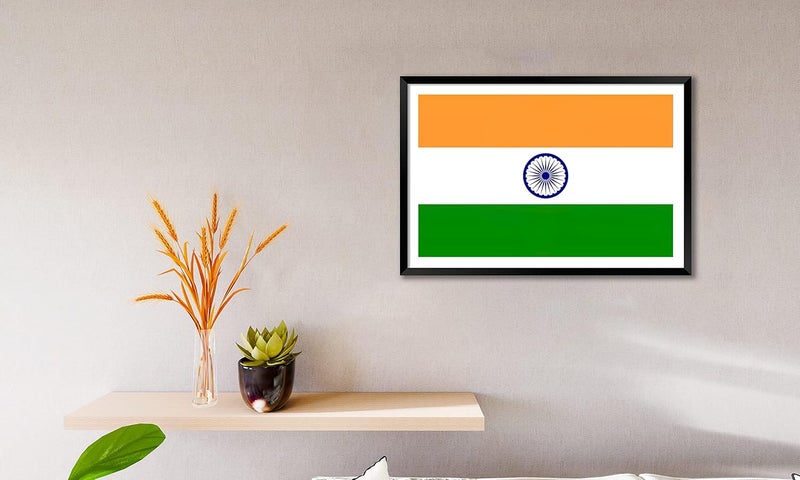 DBrush Indian National Flag Wooden Framed Painting Laminated Coated Textured Wall Art Indian Flag For Home Office 14x20 Inch Decor Gift Item Synthetic wood Indian Flag - Image 2