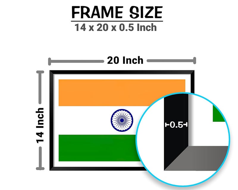 DBrush Indian National Flag Wooden Framed Painting Laminated Coated Textured Wall Art Indian Flag For Home Office 14x20 Inch Decor Gift Item Synthetic wood Indian Flag - Image 4