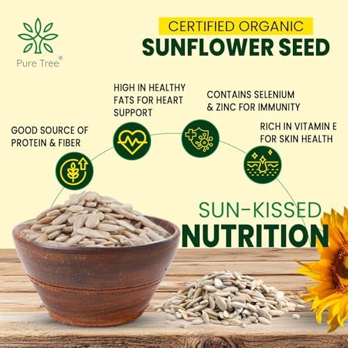 Pure Tree Certified Organic Sunflower Seeds | 250 g | Surajmukhi ke Beej | Raw Sunflower Seeds | Organic Seeds for Eating Rich In Healthy Fats & Fiber - Image 3