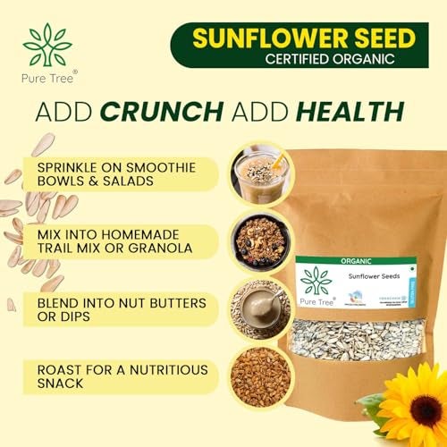 Pure Tree Certified Organic Sunflower Seeds | 250 g | Surajmukhi ke Beej | Raw Sunflower Seeds | Organic Seeds for Eating Rich In Healthy Fats & Fiber - Image 4