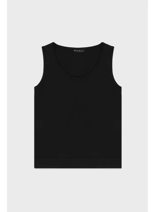 Mısırlı 1951 Black U-Neck Sleeveless Women's Tank Top.