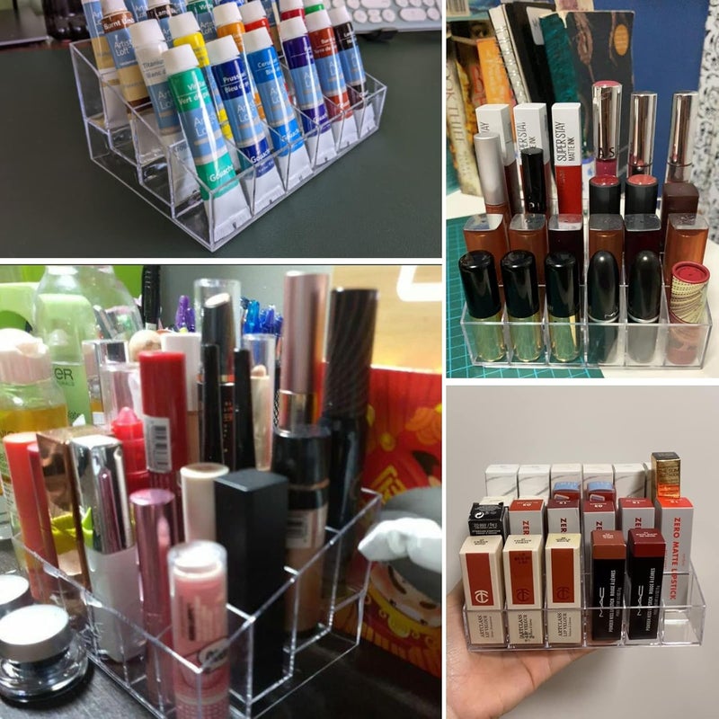 Lipstick Holder, 24 Slots Clear Lipstick Organizer Acrylic Lipgloss Storage Display, Small - Image 3