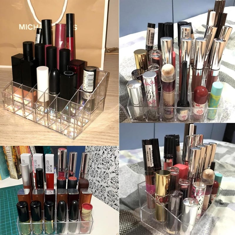 Lipstick Holder, 24 Slots Clear Lipstick Organizer Acrylic Lipgloss Storage Display, Small - Image 2