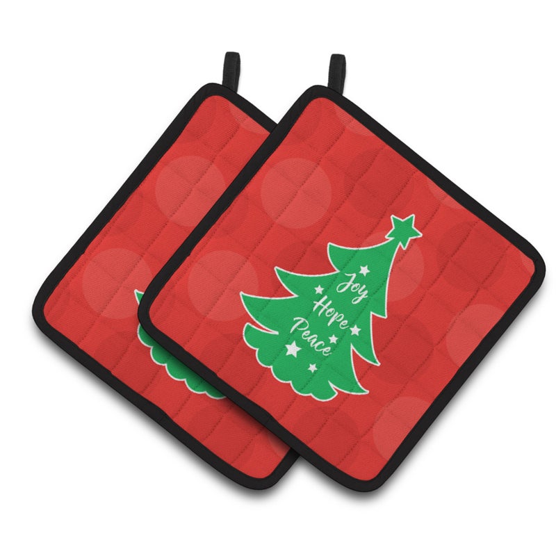 Caroline's Treasures ""Caroline's Treasures BB6971PTHD Christmas Tree Red Green Pair of Pot Holders  7.5 x 7.5""""  Multicolor"" 