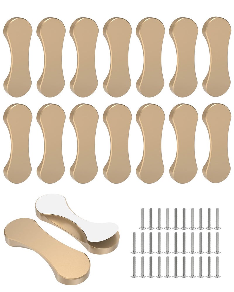 Mebantoo 16 Pack Adhesive Cabinet Handles, 3 Inch Self-Stick Knobs, Barn Door & Finger Pulls For Closets, Sliding Shower Glass Doors, Wardrobes, Drawers, Windows (16, Gold) - Image 1