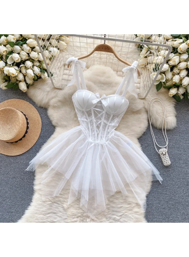 Caprisious Elegant Lace Corset Dress with Adjustable Straps and Matching Bottoms