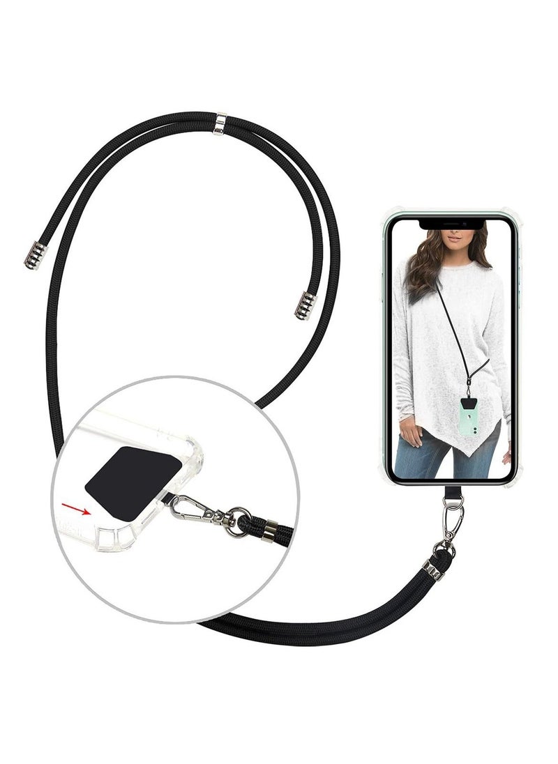 SYOSI Phone Lanyard, Universal Cell Phone Lanyard with Adjustable Nylon Neck Strap, Phone Tether Safety Strap Compatible with Most Smartphones with Full Coverage Case (Black) - Image 1