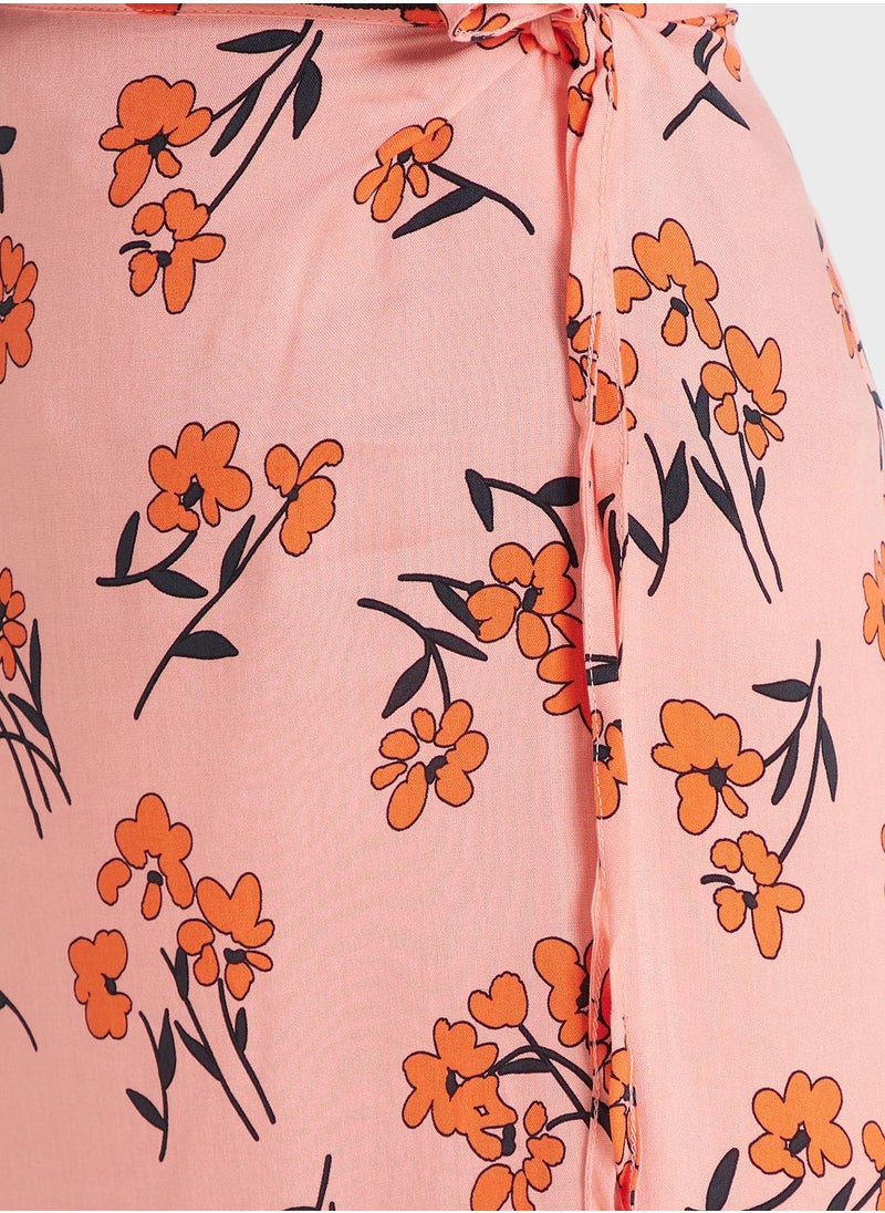 Topshop Tall - Floral Print Split Skirt - Image 1