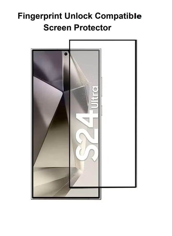 YoYoTech Samsung Galaxy S24 Ultra Screen Protector 6.81'inch (Fingerprint Compatible) Edge to Edge Full Screen Coverage Anti Scratch Tempered Glass Film - Image 1