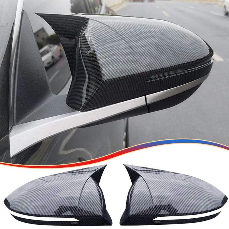 MUXEE 2PCS New Sports Rear Mirror Cover Caps for Hyundai Tucson 2022 2023 2024 2025 ABS Side Door Wing Mirror Cap Covers Exterior car Accessories Carbon FibeSuitable for Models with Turn Signals