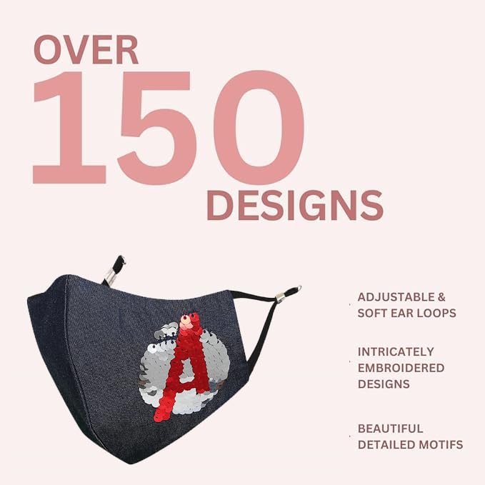 MASQ By Q-One Annular 4 Layer, Anti-Pollution Reusable, with Lanyard & Ear Adjusters, Anti-Bacterial (BFE>99%) Embroidered Cotton Cloth Face Mask for Kids (Pack of 3) - Image 4