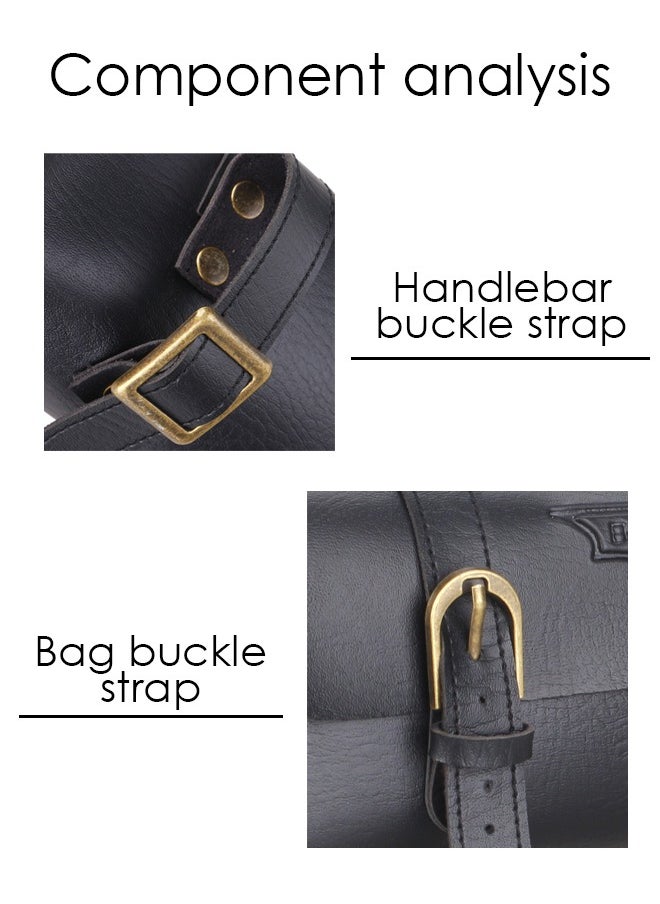 Generic Vintage Bicycle Bag Waterproof Bike Handlebar Bag Large CapacityCycling Handlebar Bag Bike Front Frame Storage Bag for Mountain and Road Bikes Versatile Cycling Accessories (Black)  - Image 2