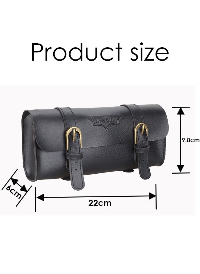 Generic Vintage Bicycle Bag Waterproof Bike Handlebar Bag Large CapacityCycling Handlebar Bag Bike Front Frame Storage Bag for Mountain and Road Bikes Versatile Cycling Accessories (Black)  - Image 4