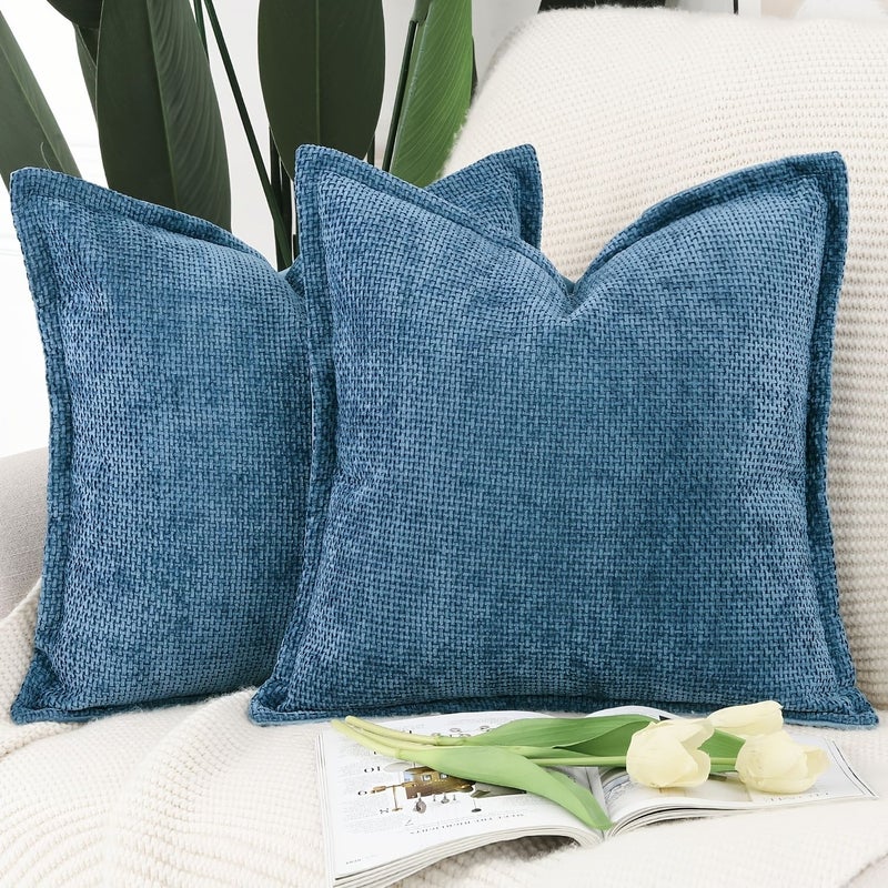 Blue Square Rectangular Pillow Set 2pcs 60x40cm Sofa Headboard Decoration For Hotel Rest Room Party - Image 4