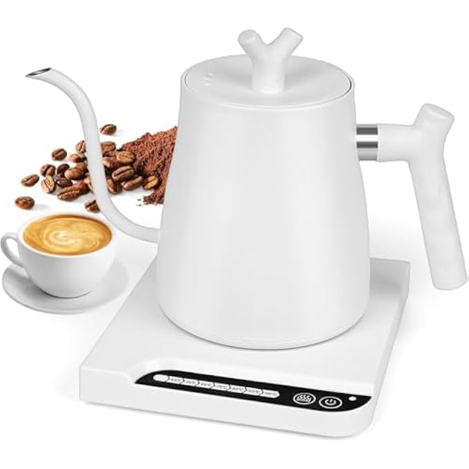 Unity 304 Stainless Steel Gooseneck Kettle Electric Auto Shut Off Temperature Control With 7 Variable Presets Kettl Smart Kettle Suitable For Brewing Coffee And Tea 1L White - Image 2