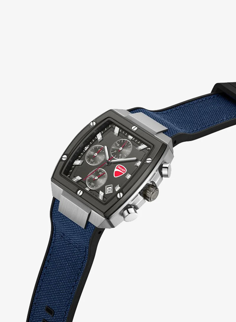 دوكاتي Voyage Gunmetal Dial, Silicone-Nylon Strap, Chronograph Watch for Men, 41mm