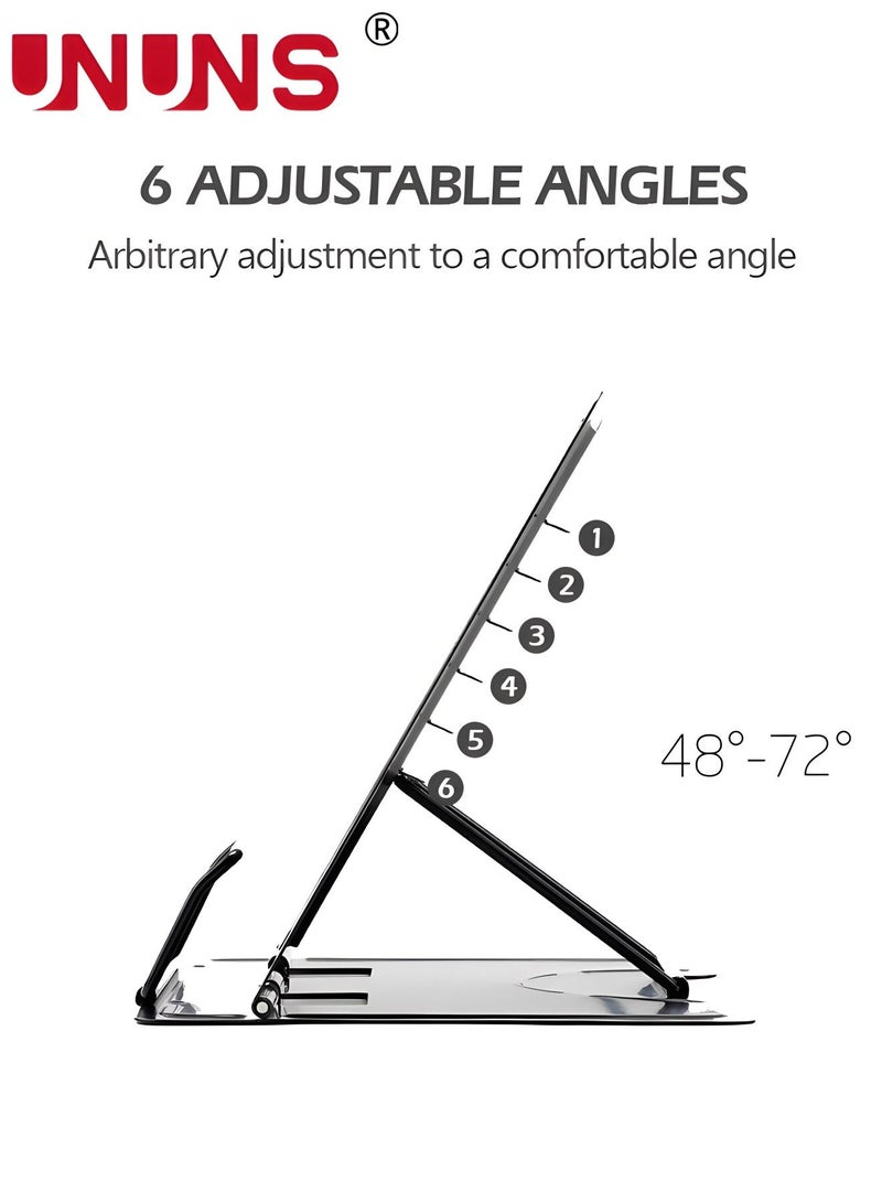 UNUNS حامل حامل الكتب، حامل معدني قابل للتعديل للكتب مع زاوية بستة أوضاع ومشابك ورق للصفحة للوازم المنزلية المكتبية - Image 3