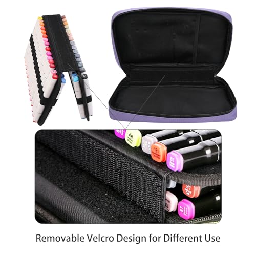 BOMKEE 60 Slots Marker Organizer Case Large Pencil Pouch for 60 Markers Big Capacity Marker Storage Bag Pen Case with Carrying Handle - Image 3