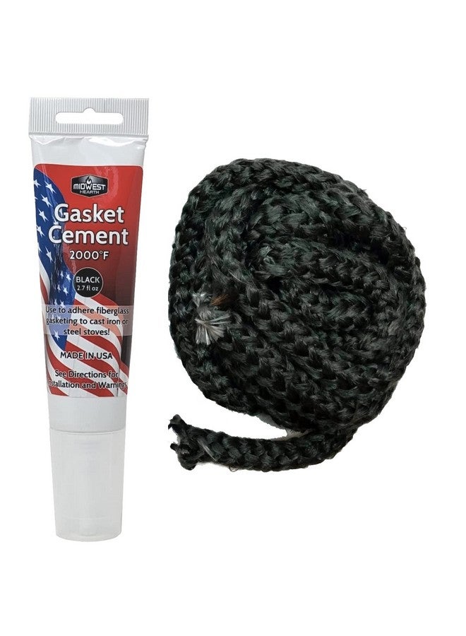 Midwest Hearth Wood Stove Replacement Gasket Kit for Woodburning Stoves - Graphite Impregnated Fiberglass Gaskets and Adhesive (1/2" x 84" Rope) - Image 1