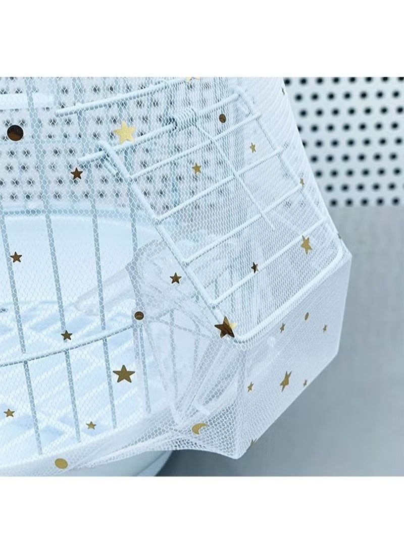 Realfrog XXL Birdcage Star Mesh Cover, Adjustable Birdcage Mesh Cover Birdcage Seed Feather Catcher Soft Skirt Cover Birdcage Nylon Mesh Netting Suitable for Parrot Parrot Macaw Round Square Cage to Prevent Scattering and Clutter  - Image 5