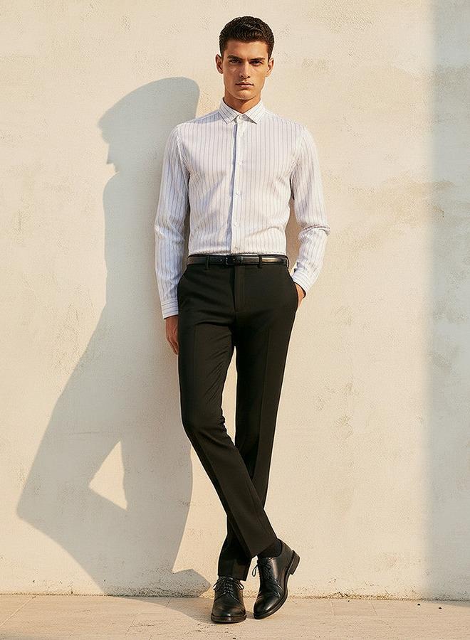 Splash FAV Slim Fit Flexi Waist Formal Trousers with Belt - Image 3