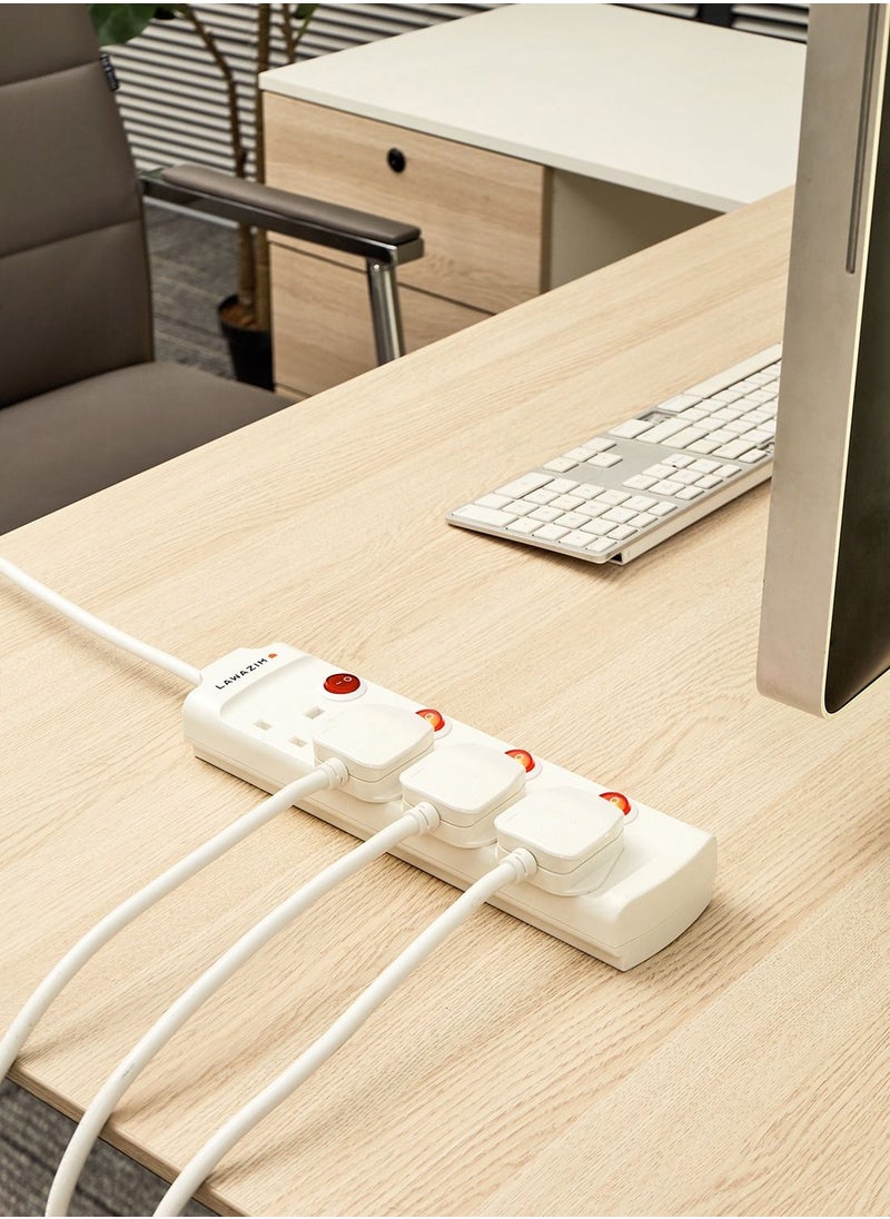 LAWAZIM - Heavy duty 4 Way Extension Cable with individual port on/off buttons | 5 Meters | 2990W - Image 1