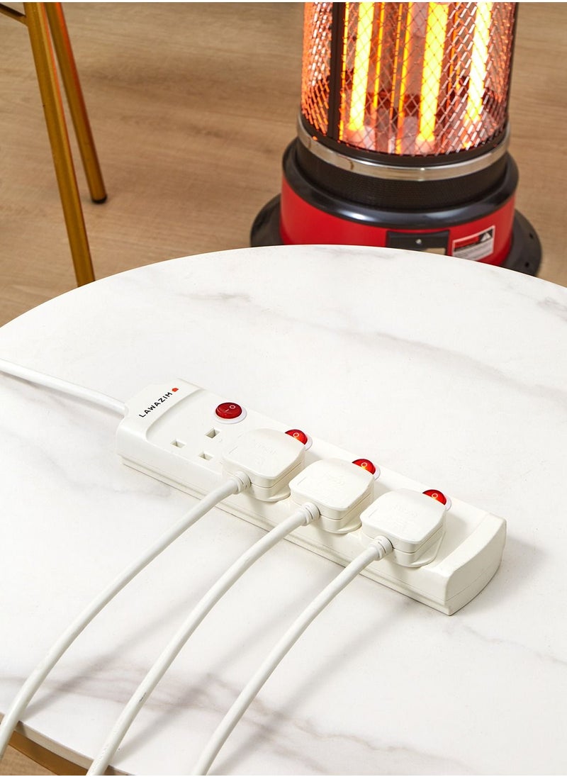 LAWAZIM - Heavy duty 4 Way Extension Cable with individual port on/off buttons | 5 Meters | 2990W - Image 1