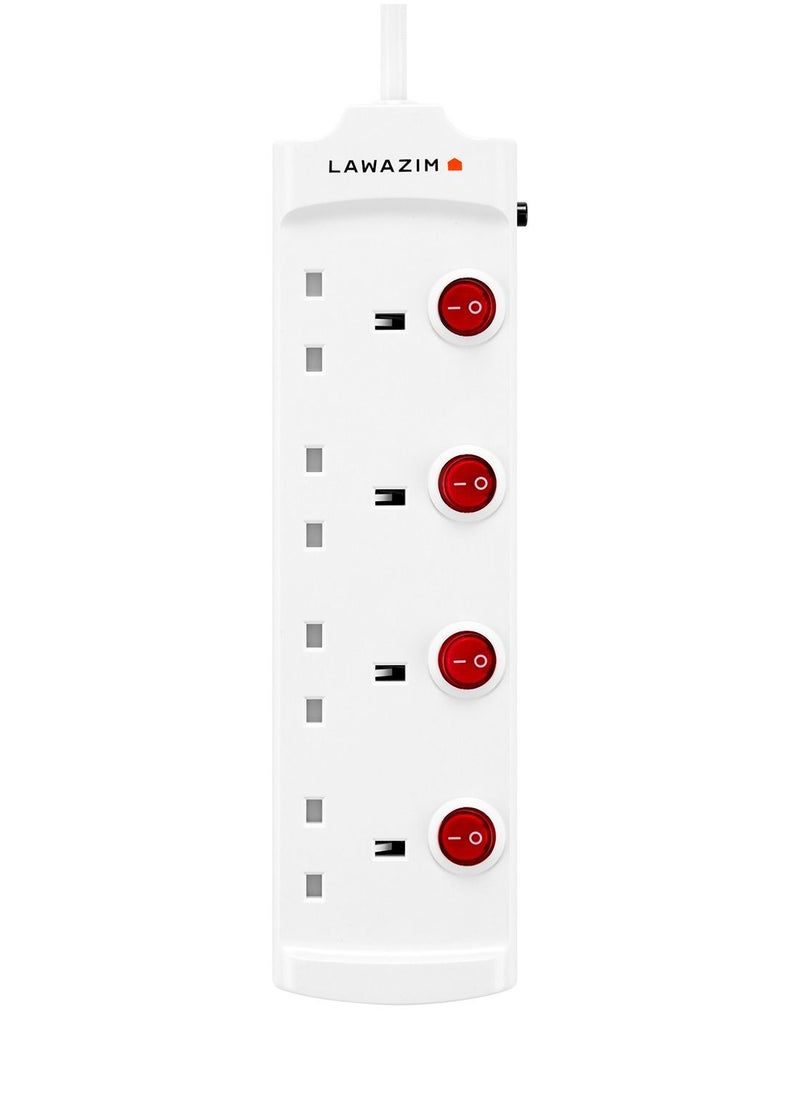 LAWAZIM - Heavy duty 4 Way Extension Cable with individual port on/off buttons | 5 Meters | 2990W - Image 1