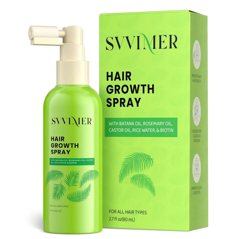 Svvimer Hair Growth Serum Spray - with Rosemary Batana Oil Biotin for Hair Loss and Thinning - Thicker Fuller Longer - for Women and Men 2.7 Fl Oz (Pack of 1) - Image 1