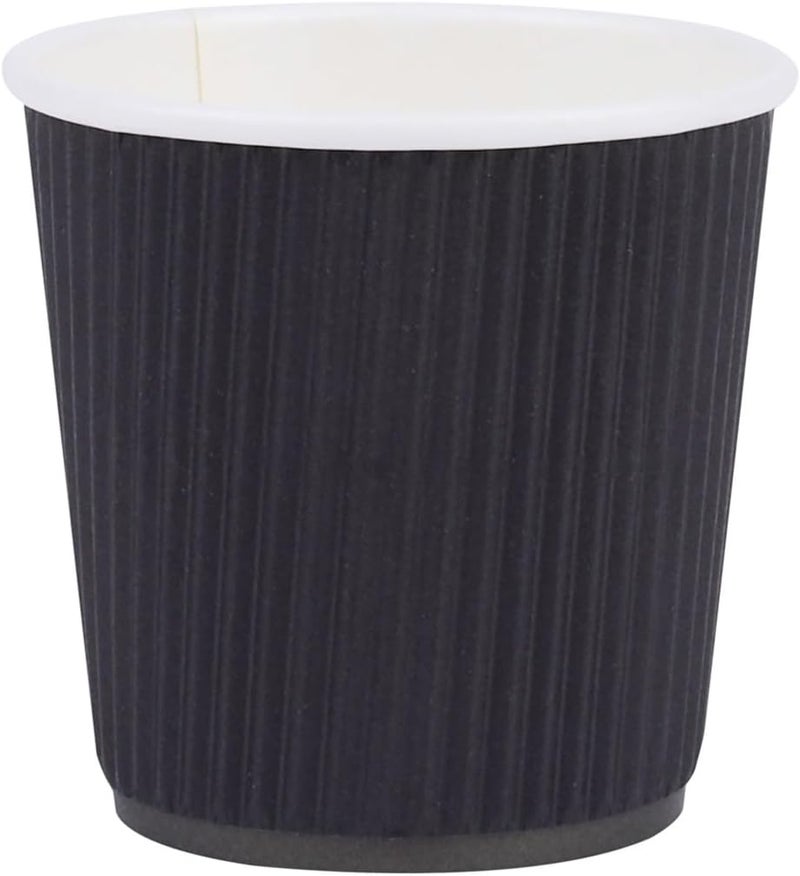 Restaurantware 500-CT Disposable Black 4-OZ Hot Beverage Cups with Ripple Wall Design: No Need for Sleeves - Perfect for Cafes - Eco-Friendly Recyclable Paper - Insulated - Wholesale Takeout Coffee Cup - Image 2