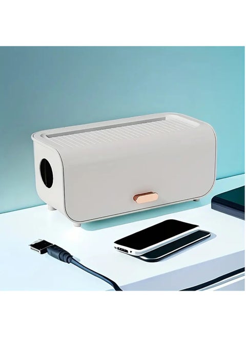 Cable Management Box Cable Mess with Design Organize Cables Inside Box, for Home Office Organization, Convenient Detachable Structure (White)