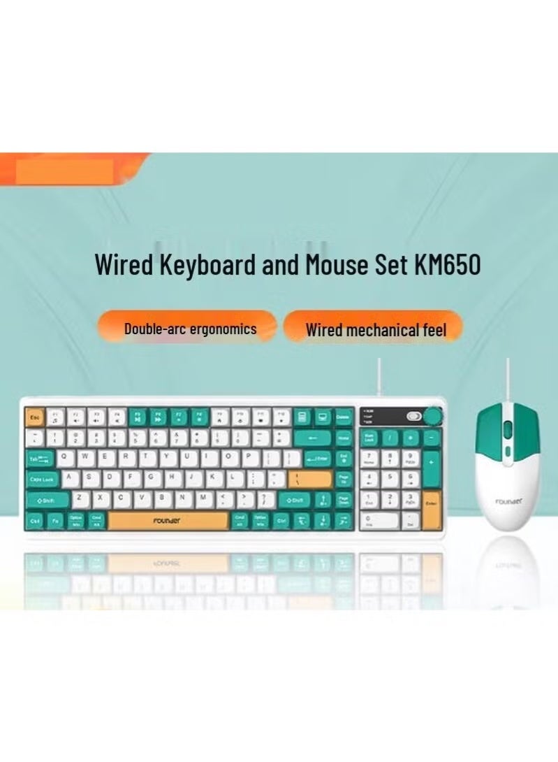 المؤسس طقم لوحة مفاتيح وماوس للألعاب بإضاءة RGB سلكية - تصميم AR/EN مع تحكم بالوسائط المتعددة وأداء سلس. لوحة مفاتيح غشائية كاملة الحجم مع زر للتحكم في مستوى الصوت، وماوس بدقة 1200 نقطة في البوصة، وتوافق مع أنظمة متعددة. - Image 2