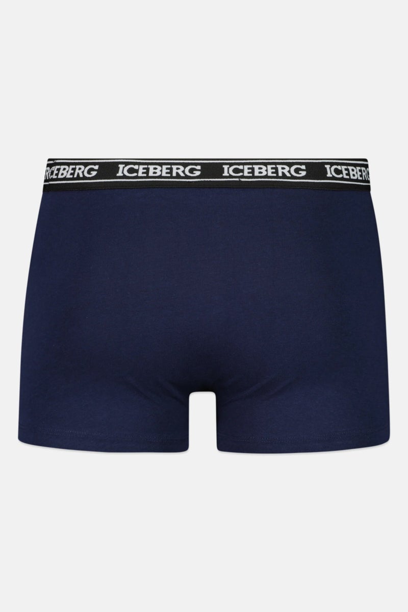 ICEBERG Men 2 Pack Brand Logo Boxer Brief, Navy Blue - Image 3