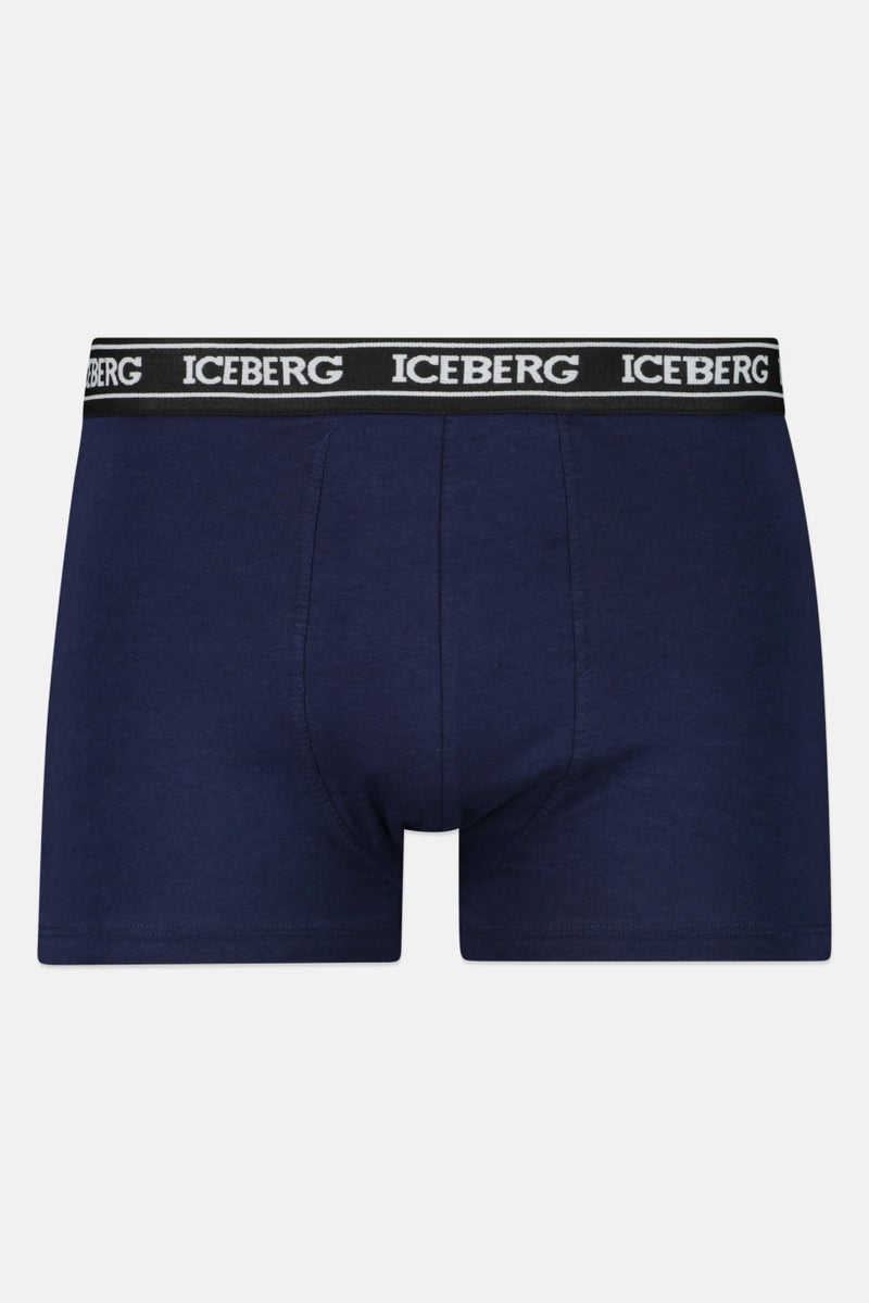 ICEBERG Men 2 Pack Brand Logo Boxer Brief, Navy Blue - Image 2