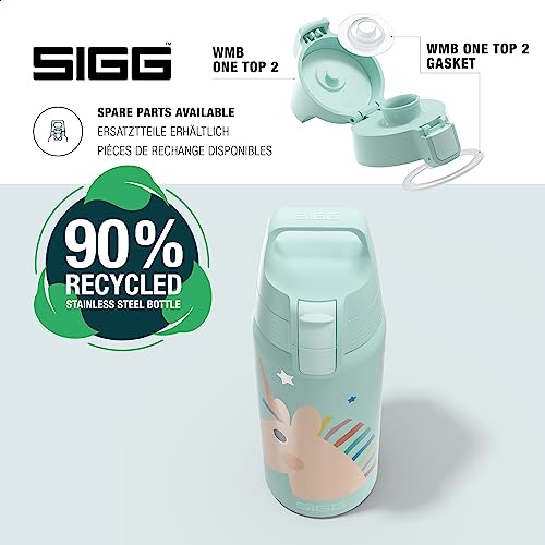 SIGG - Insulated Kids Water Bottle - Shield One Therm Uni Stars - Suitable For Carbonated Beverages - Leakproof - Dishwasher Safe - BPA Free - 90% Recycled Stainless Steel - Aqua - Unicorn - 17Oz - Image 4