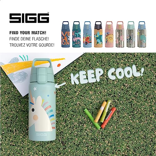 SIGG - Insulated Kids Water Bottle - Shield One Therm Uni Stars - Suitable For Carbonated Beverages - Leakproof - Dishwasher Safe - BPA Free - 90% Recycled Stainless Steel - Aqua - Unicorn - 17Oz - Image 5