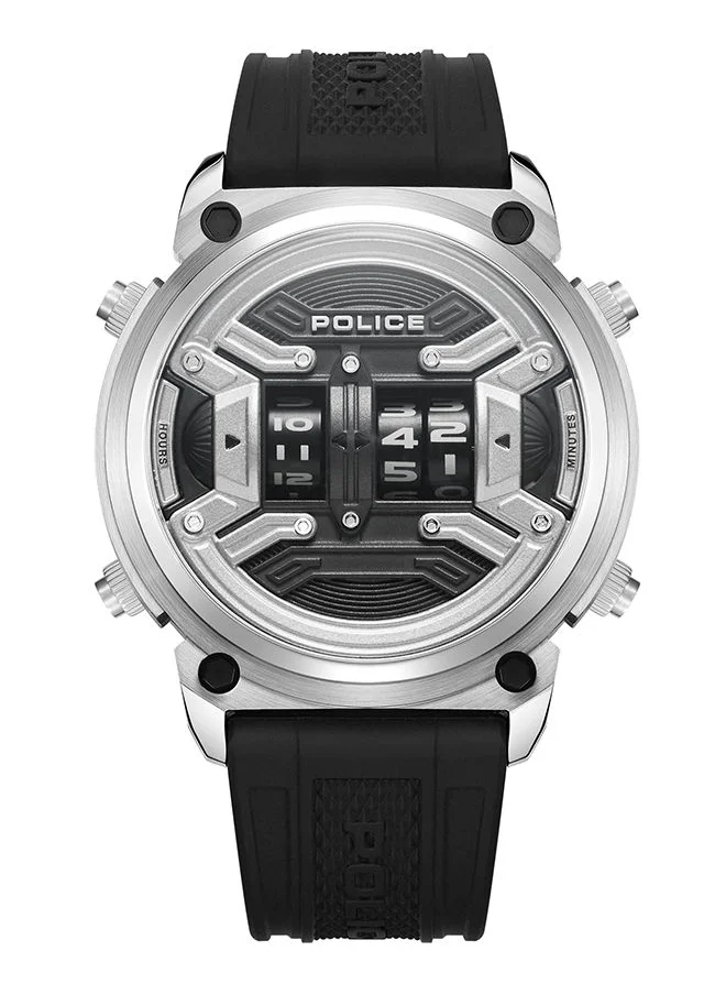 بوليس Rotor Watch For Men Grey Dial And Black Silicone Strap