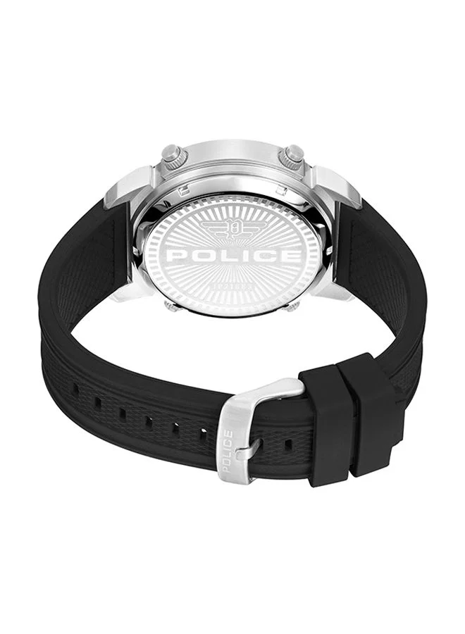 POLICE Rotor Watch For Men Grey Dial And Black Silicone Strap