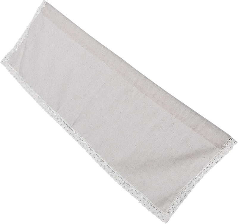 Rustic Linen Short Valance Curtain 150x45cm with Lace Trim, Sheer Farmhouse Kitchen Window Treatment for Bathroom, Cabinet Dust-Proof Rod Pocket Panel - Image 1