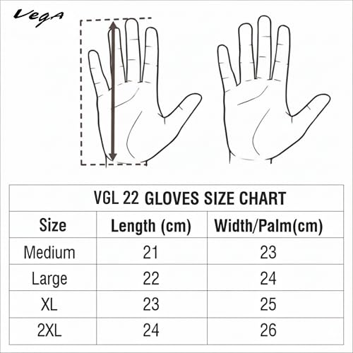 Vega VGL-22 Full Finger Motorcycle Riding Gloves with Touchscreen Fingertips and Knuckle Protection – Anti-Slip Grip Black Red-XL - Image 4