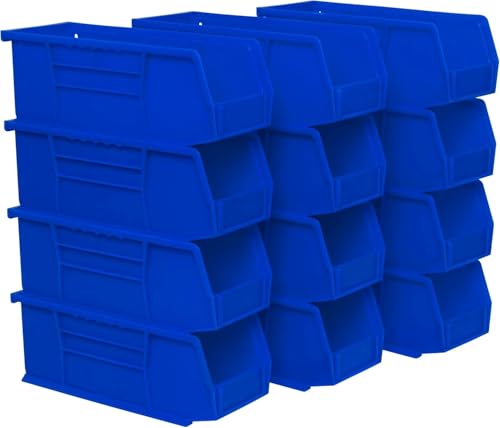 AkroMils 30224 AkroBins Plastic Storage Bins SpaceSaving Stackable Bins for Garage Pantry Craft Organization 11 L x 4 W x 4 H Blue 12Pack