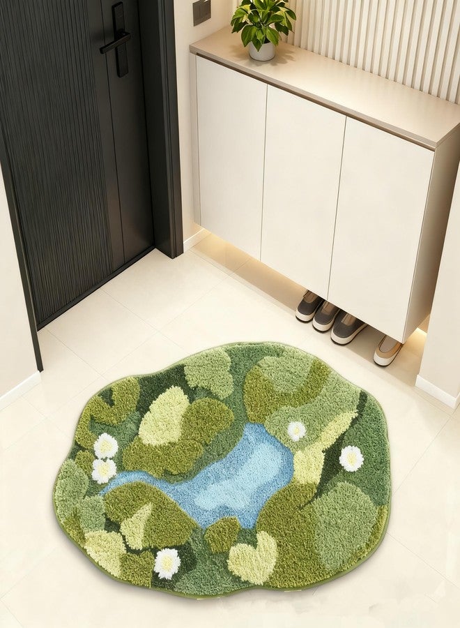ORTHOMTEX 3D Moss Bath Mat - Ultra Thick & Soft, Water Absorbent, Non-Slip Bathroom Rug for Shower Floor, Bedroom Decor | Moss Green, Oval (20"x32") - Image 2