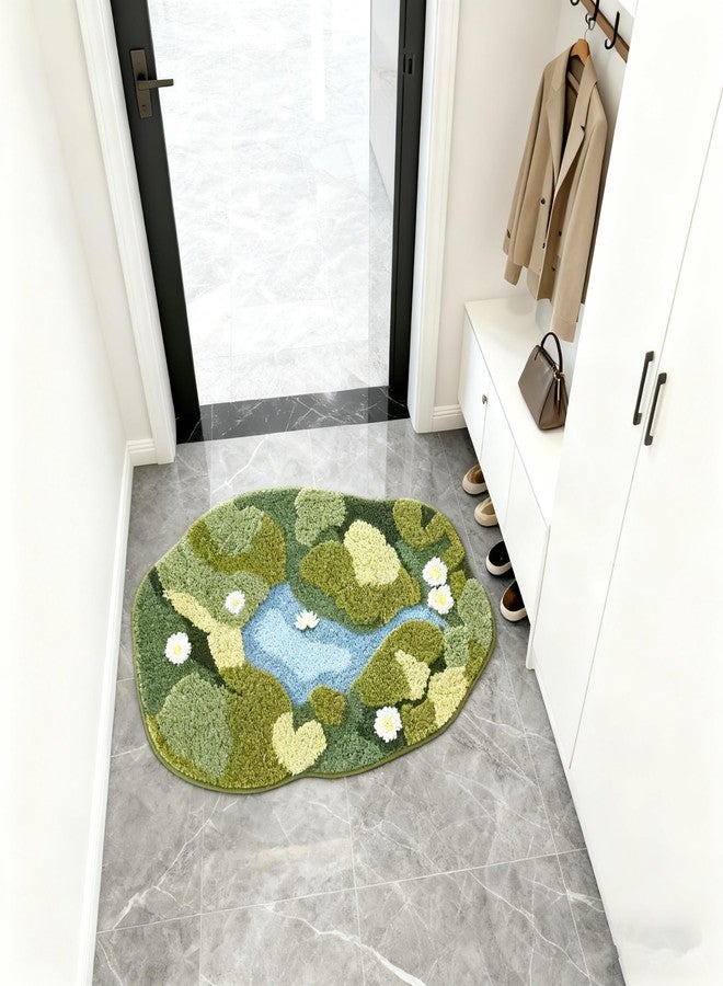 ORTHOMTEX 3D Moss Bath Mat - Ultra Thick & Soft, Water Absorbent, Non-Slip Bathroom Rug for Shower Floor, Bedroom Decor | Moss Green, Oval (20"x32") - Image 3