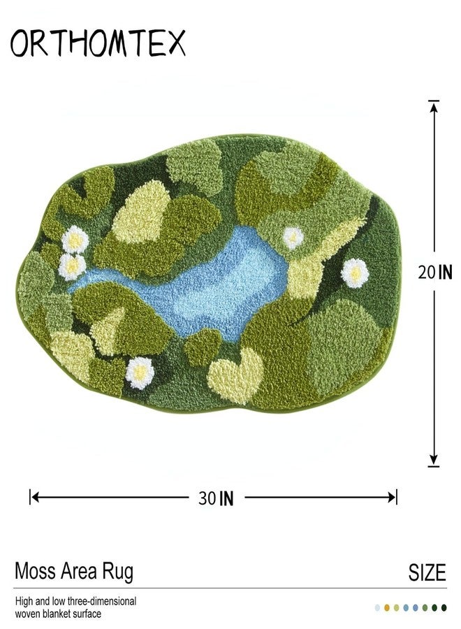 ORTHOMTEX 3D Moss Bath Mat - Ultra Thick & Soft, Water Absorbent, Non-Slip Bathroom Rug for Shower Floor, Bedroom Decor | Moss Green, Oval (20"x32") - Image 4