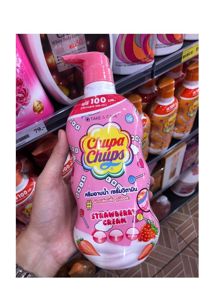 Chupa Chups Bath and Shower Cream Strawberry 550ml - Image 2